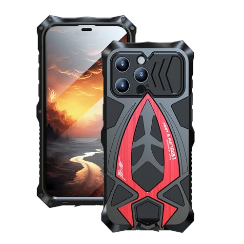 CeeEee iPhone 15 Pro Hülle Kamera Bildschirm Schutzhülle Metall Silikon Militär Protctive Handyhülle Outdoor Stoßfeste Case - Rot von CeeEee