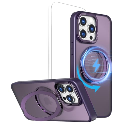 CeeEee iPhone 15 Pro Max Handyhülle für MagSafe Stoßfeste Hülle mit 360° Drehbar Ständer Schutzhülle Matte Dünne Kameraschutz Case - Lila CeeEee iPhone 15 Pro Max Handyhülle für MagSafe Stoßfeste Hülle mit 360° Drehbar Ständer Schutzhülle Matte Dünne Kameraschutz Case - Lila von CeeEee