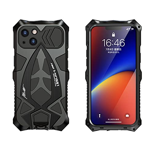 CeeEee kompatibel mit iPhone 13 2021 Outdoor Schutzhülle Cover Integrierte Stoßfeste Metall und Silikon Handyhülle - Schwarz von CeeEee