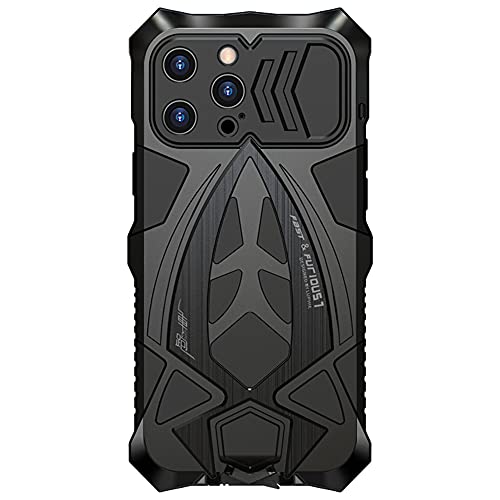 CeeEee kompatibel mit iPhone 13 Pro Max 2021 Outdoor Schutzhülle Cover Integrierte Stoßfeste Metall und Silikon Handyhülle - Schwarz von CeeEee