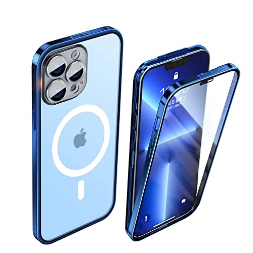 Hülle für iPhone 14 Pro Max 360 Grad Bildschirm und Kamera Schutz Magsafe Cover mit Sperren Schnalle Metall Stoßfänger Schutzhülle - Blau Hülle für iPhone 14 Pro Max 360 Grad Bildschirm und Kamera Schutz Magsafe Cover mit Sperren Schnalle Metall Stoßfänger Schutzhülle - Blau von CeeEee