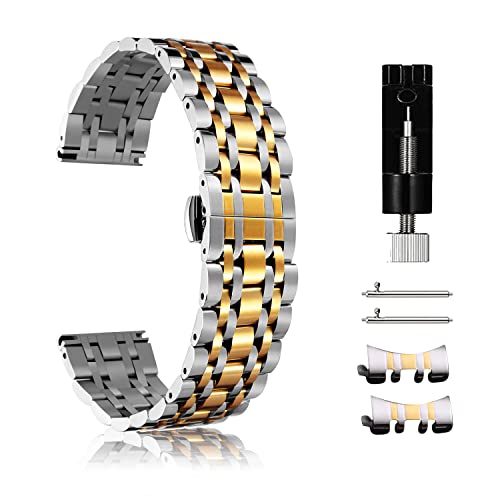 CeiBand 20MM Armband für Huawei Watch GT 3 Pro 43mm/GT 3 42mm/GT 2 42mm, Edelstahl Mesh Metall Ersatzarmband, Herren Damen Uhrenarmbänder für Huawei Watch 2/2 Pro/2 Sport - Silber/Gold CeiBand 20MM Armband für Huawei Watch GT 3 Pro 43mm/GT 3 42mm/GT 2 42mm, Edelstahl Mesh Metall Ersatzarmband, Herren Damen Uhrenarmbänder für Huawei Watch 2/2 Pro/2 Sport - Silber/Gold von CeiBand