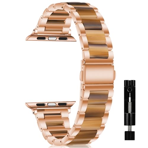 CeiBand Armband Kompatibel mit Apple Watch 38mm/40mm/41mm/42mm(Series 10), Uhrenarmbänder aus Kunstharz und Metall für iWatch Ultra/Series 10 9 8 7 6 SE 5 4 3 2 1 Herren Damen - Braun von CeiBand