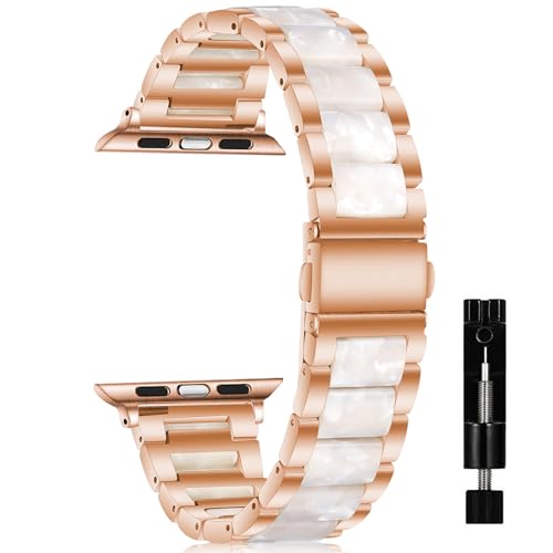 CeiBand Armband Kompatibel mit Apple Watch 42mm/44mm/45mm/46mm/49mm, Uhrenarmbänder aus Kunstharz und Metall für iWatch Ultra/Series 10 9 8 7 6 SE 5 4 3 2 1 Herren Damen- Rosa Weiß CeiBand Armband Kompatibel mit Apple Watch 42mm/44mm/45mm/46mm/49mm, Uhrenarmbänder aus Kunstharz und Metall für iWatch Ultra/Series 10 9 8 7 6 SE 5 4 3 2 1 Herren Damen- Rosa Weiß von CeiBand