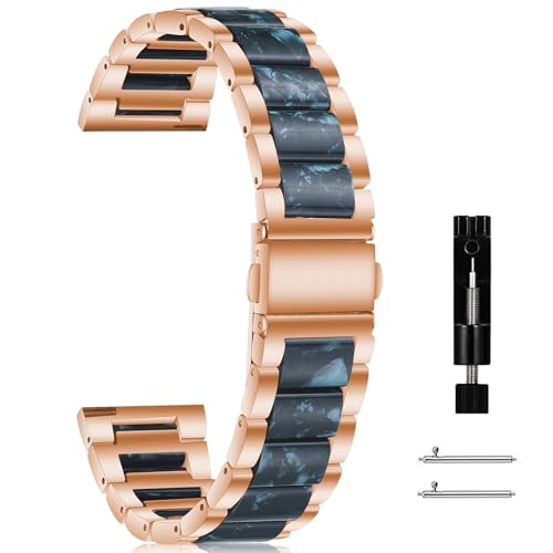 CeiBand Metall Armband Kompatibel mit 22 mm 20 mm, Leicht Kunstharz und Metall Uhrenarmbänder, Ersatzarmband für Herren und Damen - (22mm DunkelBlau) von CeiBand