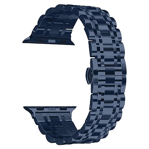 CeiBand Metall Armband Kompatibel mit Apple Watch 38mm/40mm/41mm, Uhrenarmbänder Unisex Edelstahl Ersatzarmband Geeignet Kompatibel mit Apple Watch 42mm/44mm/45mm/49mm (Blau) von CeiBand