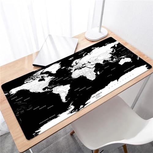 Mauspad Gaming XXL,400x800x3mm Groß Mousepad,Wasserdicht Mouse Mat Pad mit Anti-Rutsch Gummibasis,mit Genähte Kanten,Mausmatte für Computer,Laptop,Tastatur - Schwarz Weiß Weltkarte Mauspad Gaming XXL,400x800x3mm Groß Mousepad,Wasserdicht Mouse Mat Pad mit Anti-Rutsch Gummibasis,mit Genähte Kanten,Mausmatte für Computer,Laptop,Tastatur - Schwarz Weiß Weltkarte von Cekog