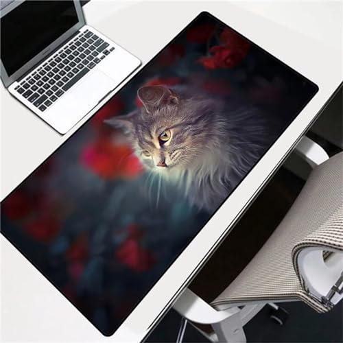 Gaming Mauspad 300x600x2mm,Rose Katze Niedlich XXL Mousepad,rutschfest Tischunterlage Large Size Groß,verbessert Präzision und Geschwindigkeit,abwaschbar - für Heimbüro Maus und Tastatur von Cekog