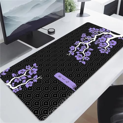 Mauspad Gaming XXL,600x300x2mm Groß Mousepad,Wasserdicht Mouse Mat Pad mit Anti-Rutsch Gummibasis,mit Genähte Kanten,Mausmatte für Computer,Laptop,Tastatur - Lila Blume Mauspad Gaming XXL,600x300x2mm Groß Mousepad,Wasserdicht Mouse Mat Pad mit Anti-Rutsch Gummibasis,mit Genähte Kanten,Mausmatte für Computer,Laptop,Tastatur - Lila Blume von Cekog
