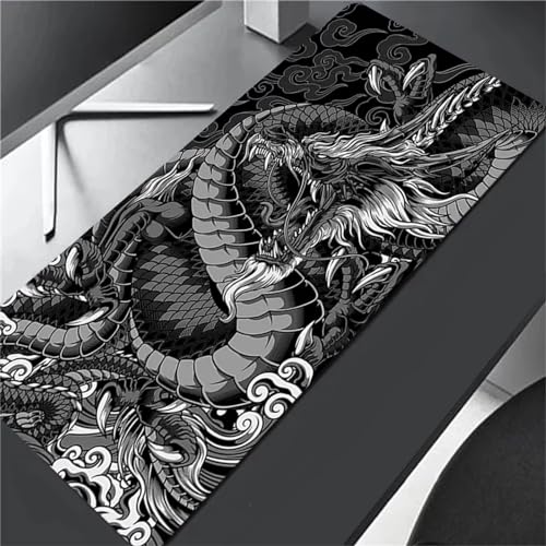 Mauspad Gaming XXL,900x400x3mm Groß Mousepad,Wasserdicht Mouse Mat Pad mit Anti-Rutsch Gummibasis,mit Genähte Kanten,Mausmatte für Computer,Laptop,Tastatur - Schwarzer weißer Drache Mauspad Gaming XXL,900x400x3mm Groß Mousepad,Wasserdicht Mouse Mat Pad mit Anti-Rutsch Gummibasis,mit Genähte Kanten,Mausmatte für Computer,Laptop,Tastatur - Schwarzer weißer Drache von Cekog