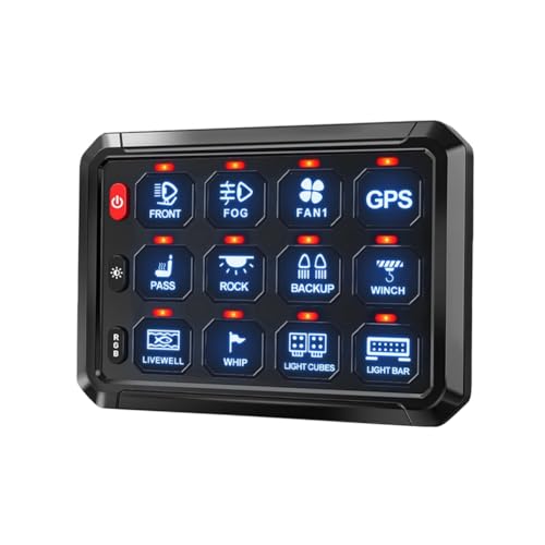 Celabie 12-Gang-Schalterfeld, Bluetooth-RGB-Schalter-Pod, 12-V-Schalterfeld für Auto, Offroad, Wohnmobil, Van, SUV, UTV, ATV Celabie 12-Gang-Schalterfeld, Bluetooth-RGB-Schalter-Pod, 12-V-Schalterfeld für Auto, Offroad, Wohnmobil, Van, SUV, UTV, ATV von Celabie