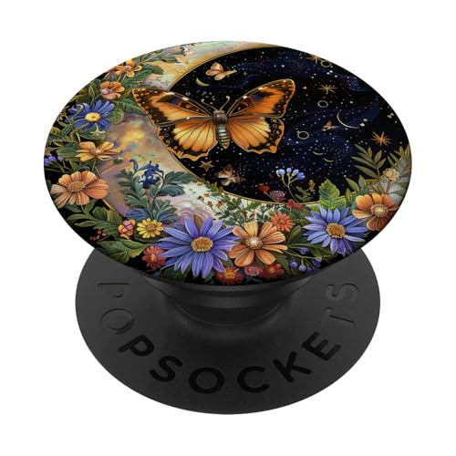 Himmlischer Schmetterlingsmond Schwarz PopSockets Klebender PopGrip Himmlischer Schmetterlingsmond Schwarz PopSockets Klebender PopGrip von Celestial Boho Accessoires