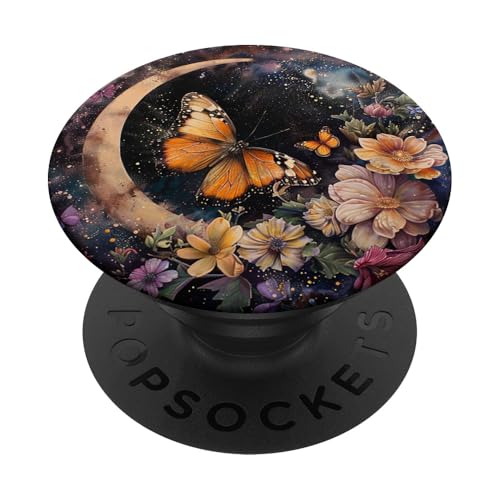 Himmlischer Schmetterlingsmond Schwarz PopSockets Klebender PopGrip Himmlischer Schmetterlingsmond Schwarz PopSockets Klebender PopGrip von Celestial Boho Accessoires