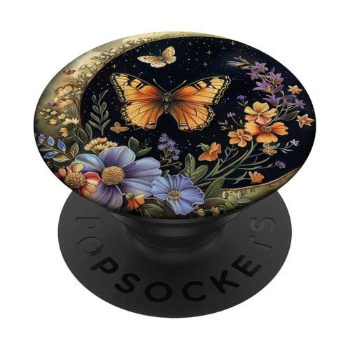 Himmlischer Schmetterlingsmond Schwarz PopSockets Klebender PopGrip Himmlischer Schmetterlingsmond Schwarz PopSockets Klebender PopGrip von Celestial Boho Accessoires