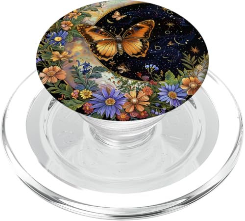 Himmlischer Schmetterlingsmond Schwarz PopSockets PopGrip für MagSafe Himmlischer Schmetterlingsmond Schwarz PopSockets PopGrip für MagSafe von Celestial Boho Accessoires