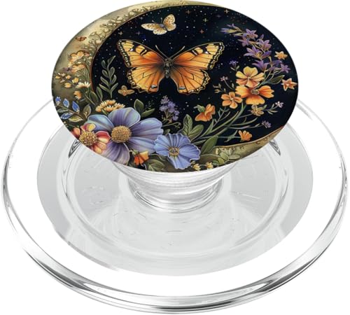 Himmlischer Schmetterlingsmond Schwarz PopSockets PopGrip für MagSafe Himmlischer Schmetterlingsmond Schwarz PopSockets PopGrip für MagSafe von Celestial Boho Accessoires