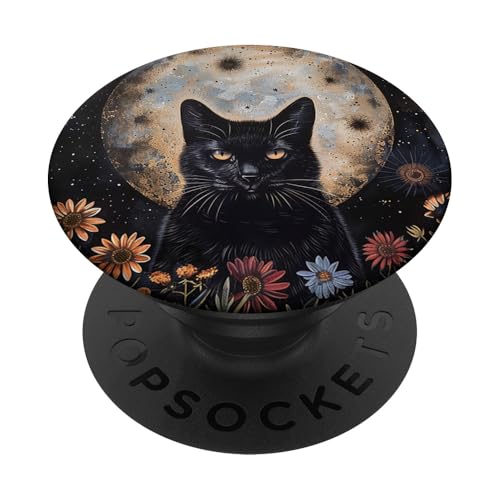 Katze Celestial Boho Halbmond Schwarz PopSockets Klebender PopGrip Katze Celestial Boho Halbmond Schwarz PopSockets Klebender PopGrip von Celestial Boho Accessoires