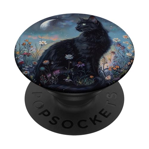 Katze Celestial Boho Halbmond Schwarz PopSockets Klebender PopGrip Katze Celestial Boho Halbmond Schwarz PopSockets Klebender PopGrip von Celestial Boho Accessoires