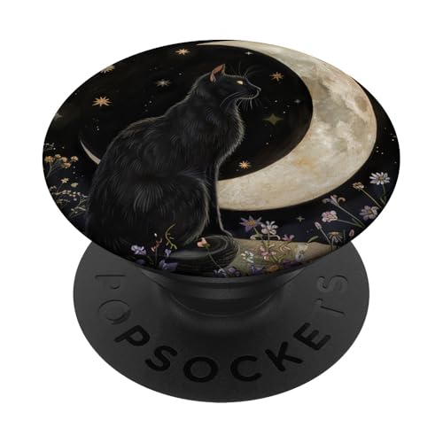 Katze Celestial Boho Halbmond Schwarz PopSockets Klebender PopGrip Katze Celestial Boho Halbmond Schwarz PopSockets Klebender PopGrip von Celestial Boho Accessoires