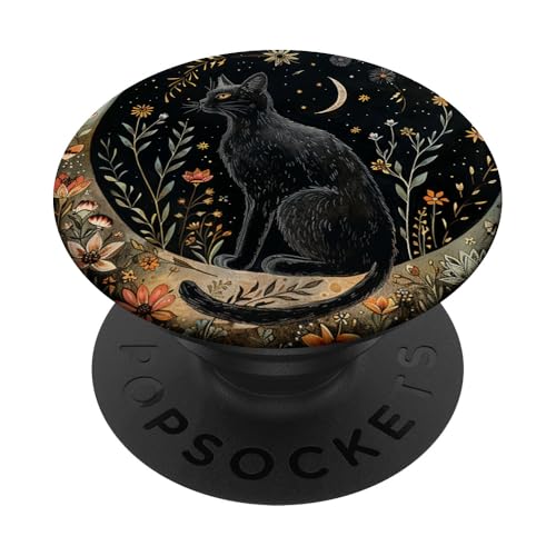 Katze Celestial Boho Halbmond Schwarz PopSockets Klebender PopGrip Katze Celestial Boho Halbmond Schwarz PopSockets Klebender PopGrip von Celestial Boho Accessoires