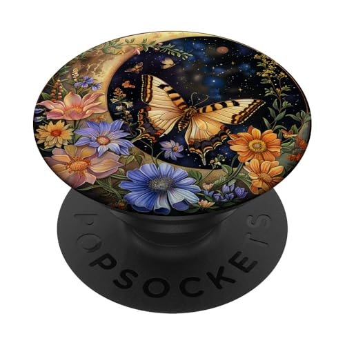 Mond, Himmelsfalter, Wildblume PopSockets Klebender PopGrip von Celestial Boho Accessoires