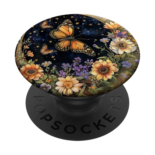 Mond, Himmelsfalter, Wildblume PopSockets Klebender PopGrip von Celestial Boho Accessoires