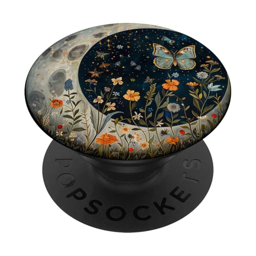 Mond, Himmelsfalter, Wildblume PopSockets Klebender PopGrip von Celestial Boho Accessoires
