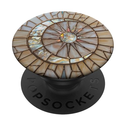Himmlischer Mond und Sterne, Buntglas-Mosaik, Vintage-Perle PopSockets Klebender PopGrip Himmlischer Mond und Sterne, Buntglas-Mosaik, Vintage-Perle PopSockets Klebender PopGrip von Celestial Moon and Stars Stained Glass Mosaic