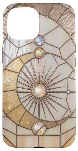 Hülle für iPhone 15 Himmlischer Mond und Sterne, Buntglas-Mosaik, Vintage-Perle von Celestial Moon and Stars Stained Glass Mosaic