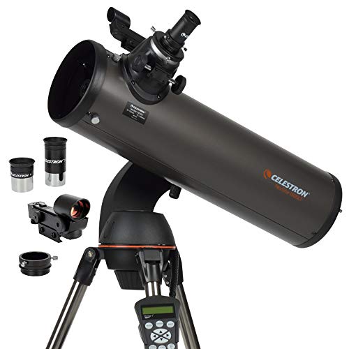 Celestron 31145 NexStar 130SLT-Mak tragbares, motorbetriebenes Newtonsches Spiegelteleskop mit schnell Abnehmbarer Gabelmontierung, Zubehörschale und „Starry Night“ Special Edition Software, Grau von Celestron