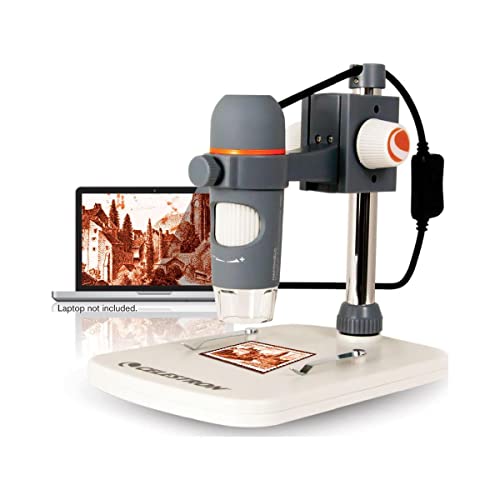 Celestron 44308 Handheld Digitalmikroskop Pro, 20- bis 200-fache Vergrößerung, Grau/Weiß von Celestron