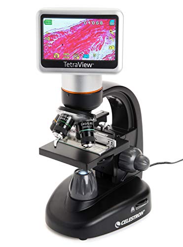 Celestron 44347 TetraView LCD Digitales Touchscreen-Mikroskop, 40- bis 400-fache Vergrößerung, Schwarz/Silber von Celestron