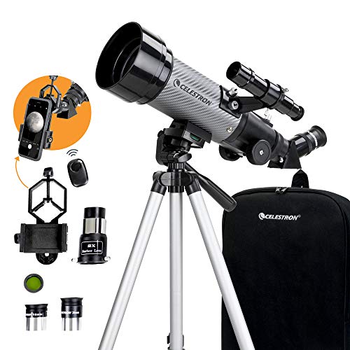 Celestron - 70mm Travel Scope DX - Tragbares Refraktor-Teleskop - Vollvergütete Glasoptik - Ideales Teleskop für Anfänger - Bonus Astronomie-Softwarepaket - Digiscoping Smartphone Adapter von Celestron