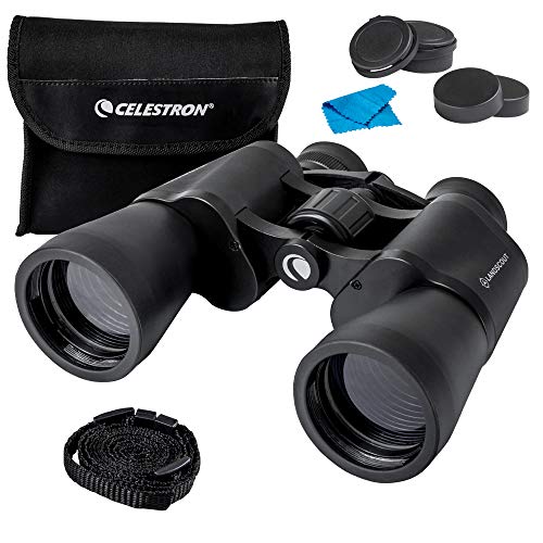 Celestron 72360 LandScout 10 x 50 mm Wasserbeständiges Porroprismenfernglas mit griffiger Gummioberfläche, vergüteter Linse, K9 optischem Glas, Halsriemen und weicher Tragetasche, schwarz von Celestron