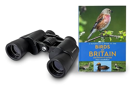 Celestron 73152 LandScout 8 x 40 mm Wasserbeständiges Einsteigerset z. Vogelbeobachten – Fernglas mit Gummigriff, vergütete Linse, K9 Optikglas. Naturführer „Birds of Britain and Northern Europe“, Schwarz von Celestron