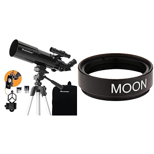 Celestron - 80 mm Reisefernrohr – Tragbares Refraktor-Teleskop & 94119-A 1,25'' Mondfilter von Celestron