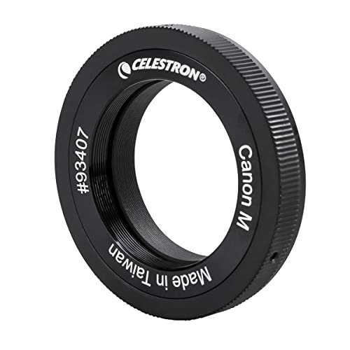 Celestron 93407 Canon M-Mount T-Ring mit einem Gewinde mit 42 mm Durchmesser - Für Bilder von Nachthimmel und Natur. Mit EOS M-Mount spiegellosen Kameras und T-Adaptern kompatibel, Schwarz von Celestron