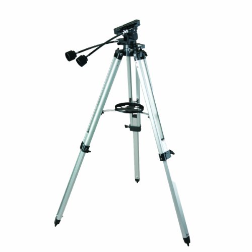 Celestron 93607 Einstellbares, robustes Alt-Azimuth-Stativ – Freihändiges Beobachten für Ferngläser, Suchfernrohre und kleine Teleskope, Silber von Celestron