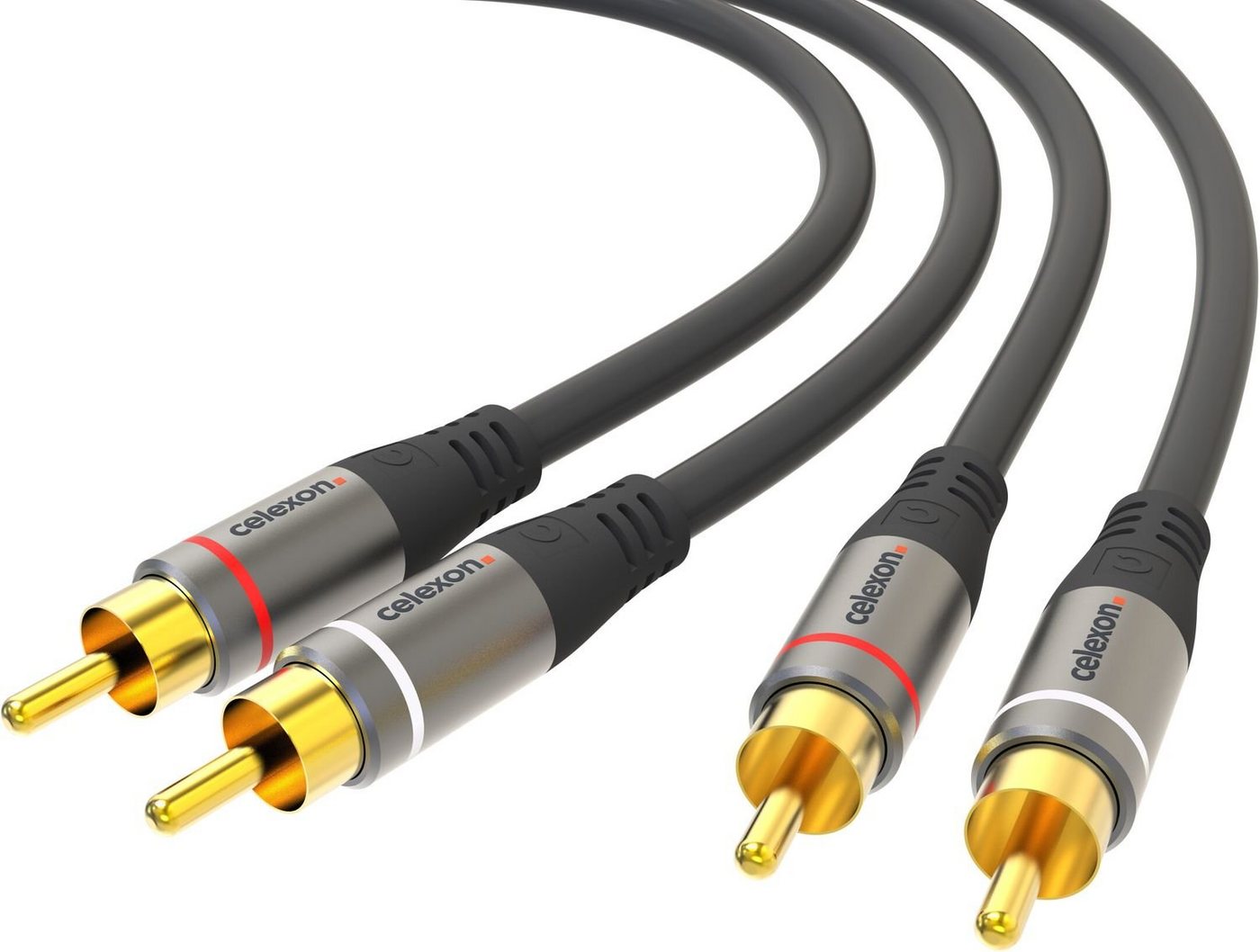 Celexon 2x Cinch Stereo Audiokabel Audio-Kabel, (1000 cm), Professional Line, 10,0m, schwarz von Celexon