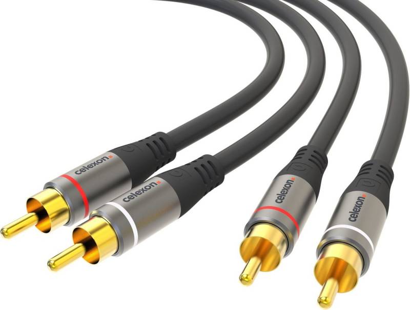 Celexon 2x Cinch Stereo Audiokabel Audio-Kabel, (750 cm), Professional Line, 7,5m, schwarz von Celexon