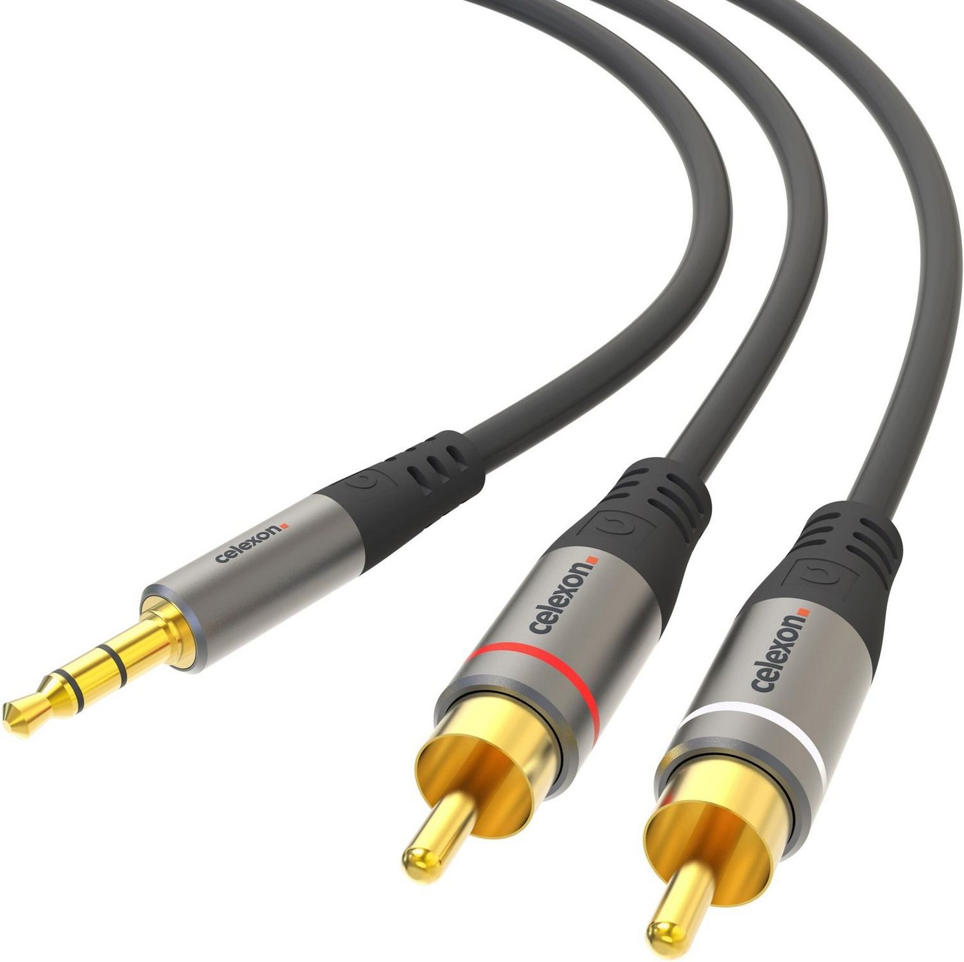 Celexon 2x Cinch auf 3,5mm Stereo Klinke Audiokabel Audio-Kabel, (100 cm), Professional Line, 1,0m, schwarz von Celexon