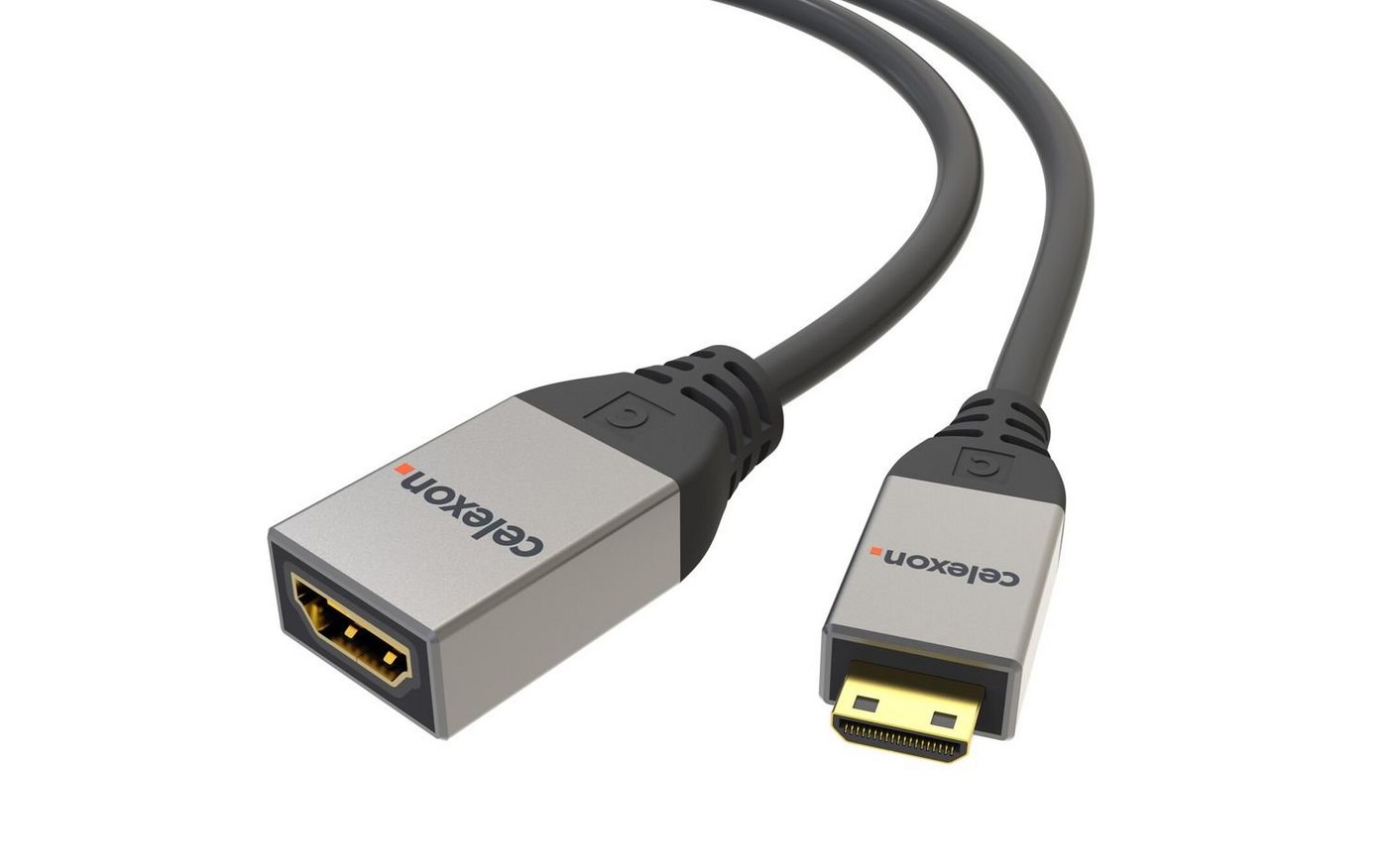 Celexon Mini HDMI auf HDMI M/F Adapter mit Ethernet HDMI-Kabel, (25 cm), HDMI 2.0a/b 4K 0,25m - Professional Line von Celexon