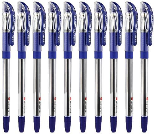 1 x 10 Cello Technotip Stifte mit einer Spitze von 0,6 mm, leichtes Schreiben, Blau, Set mit 10 Stiften von Cello von Cello