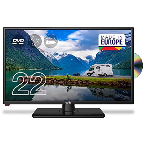 Cello 12 Volt C2220FMTRDE 22" (65 cm Diagonale) Traveller Full HD LED Digital TV mit eingebautem DVD Player DVBT2 S2 Triple Tuner und 12V/24V für Wohnmobil Truck LKW von Cello