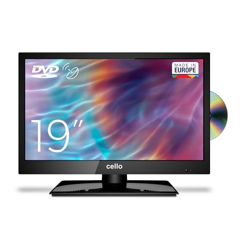 Cello C1920FSDE 19" (47 cm Diagonale) HD Ready LED TV mit eingebautem DVD Player und DVBT2 S2 Triple Tuner, Schwarz von Cello