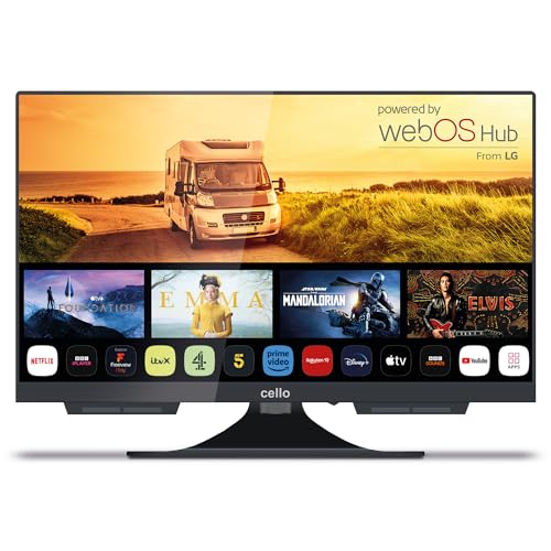 Cello C1924WS Trav 19" Zoll SMART 12V Camping Reise TV Rahmenlos Triple Tuner Bluetooth WebOS by LG Pitch Perfect Lautsprecher Disney+ Netflix Wohnmobil LKW Boot [2024] von Cello