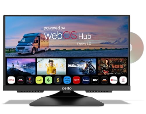 Cello C1924WSF Trav 19" Zoll SMART/DVD Camping Reise TV integrierter DVD Player Rahmenlos Triple Tuner Bluetooth WebOS by LG Pitch Perfect Lautsprecher Wohnmobil LKW [2024] von Cello