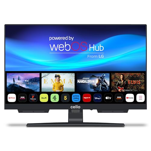 Cello C1924WSH 19" Zoll SMART rahmenloser TV Triple Tuner (DVB-C/-S2/-T2) Bluetooth Ultrafast WebOS by LG Pitch Perfect Lautsprecher Disney+ Netflix Prime [2024] von Cello