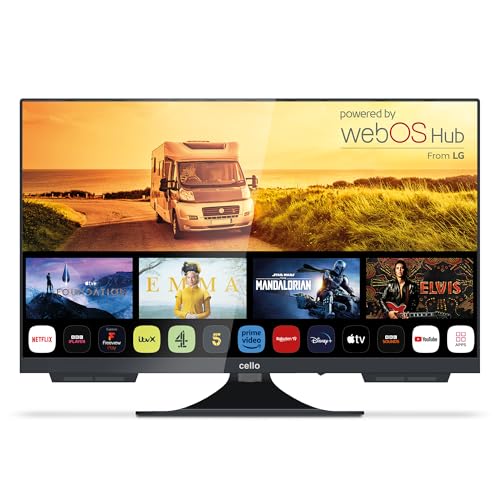 Cello C2224WS Trav 22" Zoll SMART Full HD 12V Camping Reise TV Rahmenlos Triple Tuner Bluetooth WebOS by LG Pitch Perfect Lautsprecher Wohnmobil LKW Boot [2024] von Cello