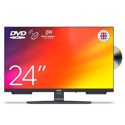 Cello C2424F 24" HD LED TV mit Rahmenlos Integrierter DVD-Player Triple Tuner (DVB-C/-S2/-T2) Pitch Perfect Sound Ideal für kleine Räume [2024] von Cello